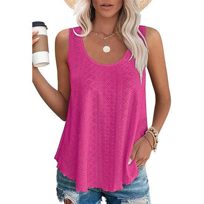 Women's Summer Loose Fit Round Neck Sleeveless Vest Top