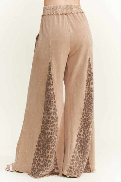Mineral Washed Leopard Animal Print Flare Pants HP5783P1