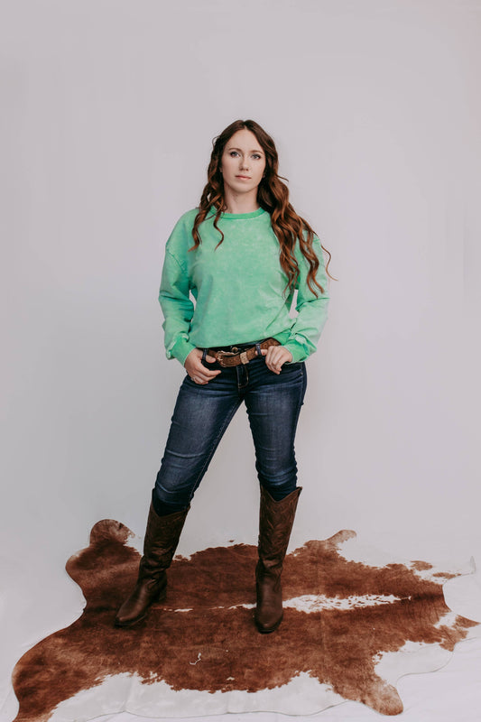 MK159 Acid Washed Sweatshirt - Turquiose