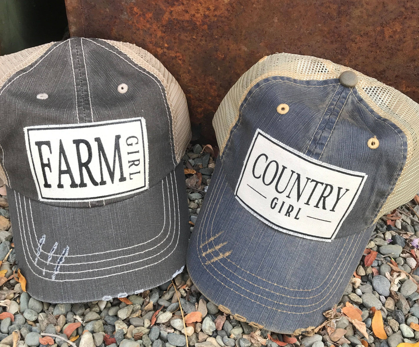 Country Girl Distressed Trucker Hat Baseball Cap