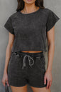 Acid Washed Short Lounge Set | S-XL: Dark Gray / Missy / L