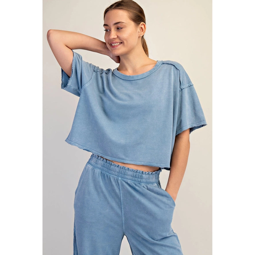 Rae Mode Mineral Washed Boxy Crop Top (Style T0138)
