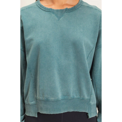 Acid Wash Seam Detail Crew Neck Sweatshirt DZ26A655
