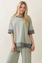 Mineral Washed Contrast Block Terry Top HT7540