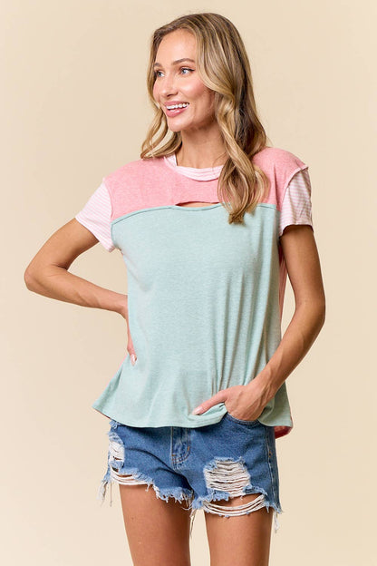 LMT4400-Daring Diva Top: BLUE/CORAL / XL