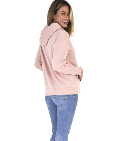 Ladies Crossover Hoodie - Garment Burnout Fleece