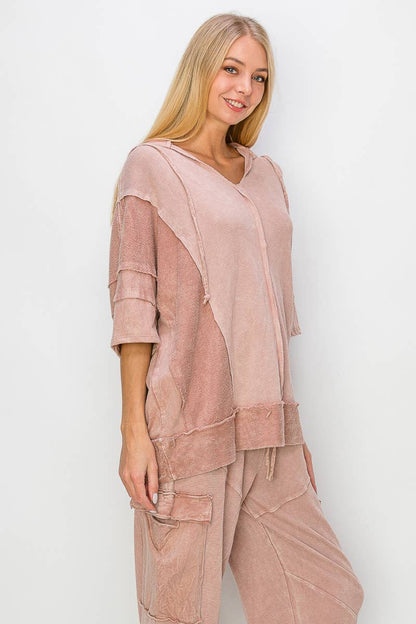 Mineral Wash Waffle Thermal Terry top HT5641