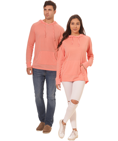 Unisex Fit Jersey Hoodie - Light Garment Burnout Raglan