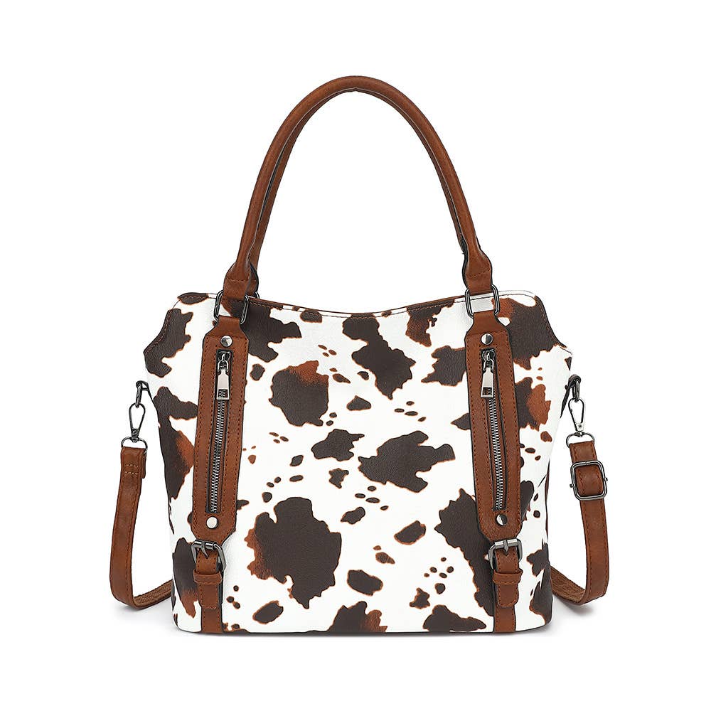 COW HANDBAG TOTE BAG CROSS BAG CLUTCH PURSE SET