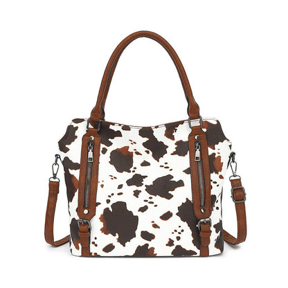 COW HANDBAG TOTE BAG CROSS BAG CLUTCH PURSE SET