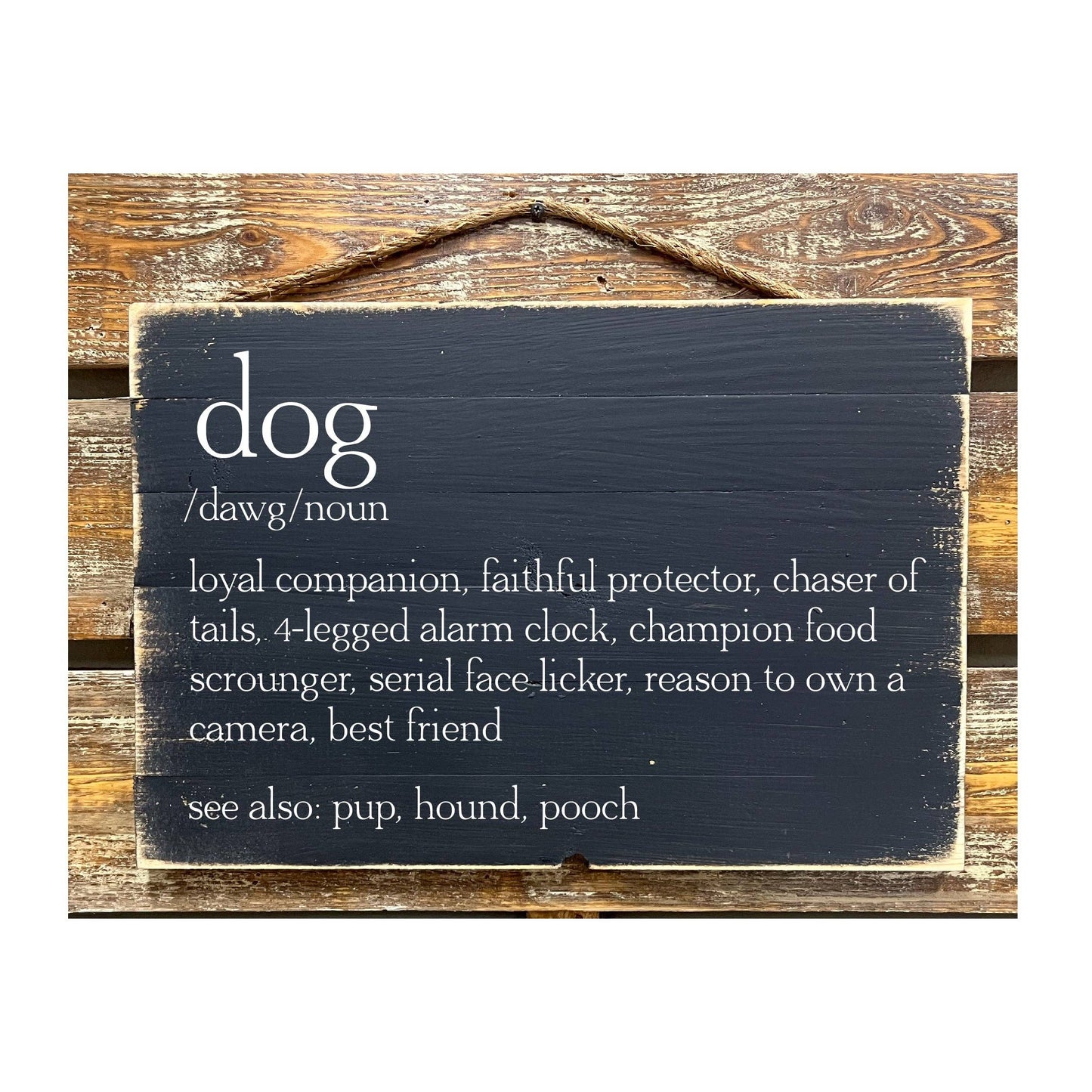 Dog Definition: Black Wood sign