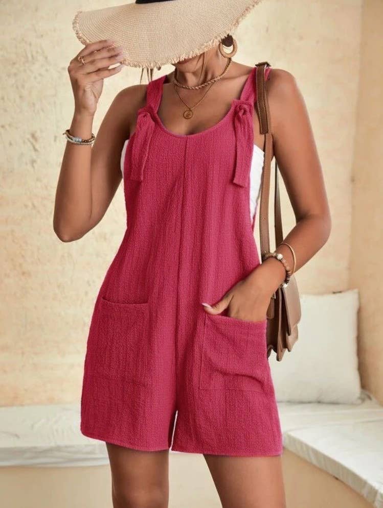 Pink / M romper casual suspender shorts jumpsuit bib :