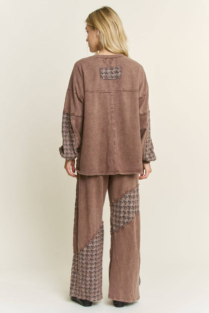 Mineral Washed Tweed Daisy patch Wide leg pants HP6751