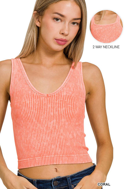 S/M N CORAL FUCHSIA Premium Washed Seamless 2-way Tank: S/M /-160251