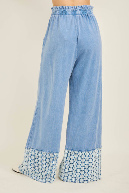 Mineral Washed Flower Daisy Long Leg Pants HP6016P1