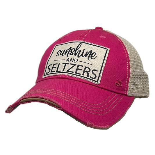 "Sunshine & Seltzers" Distressed Trucker Hat