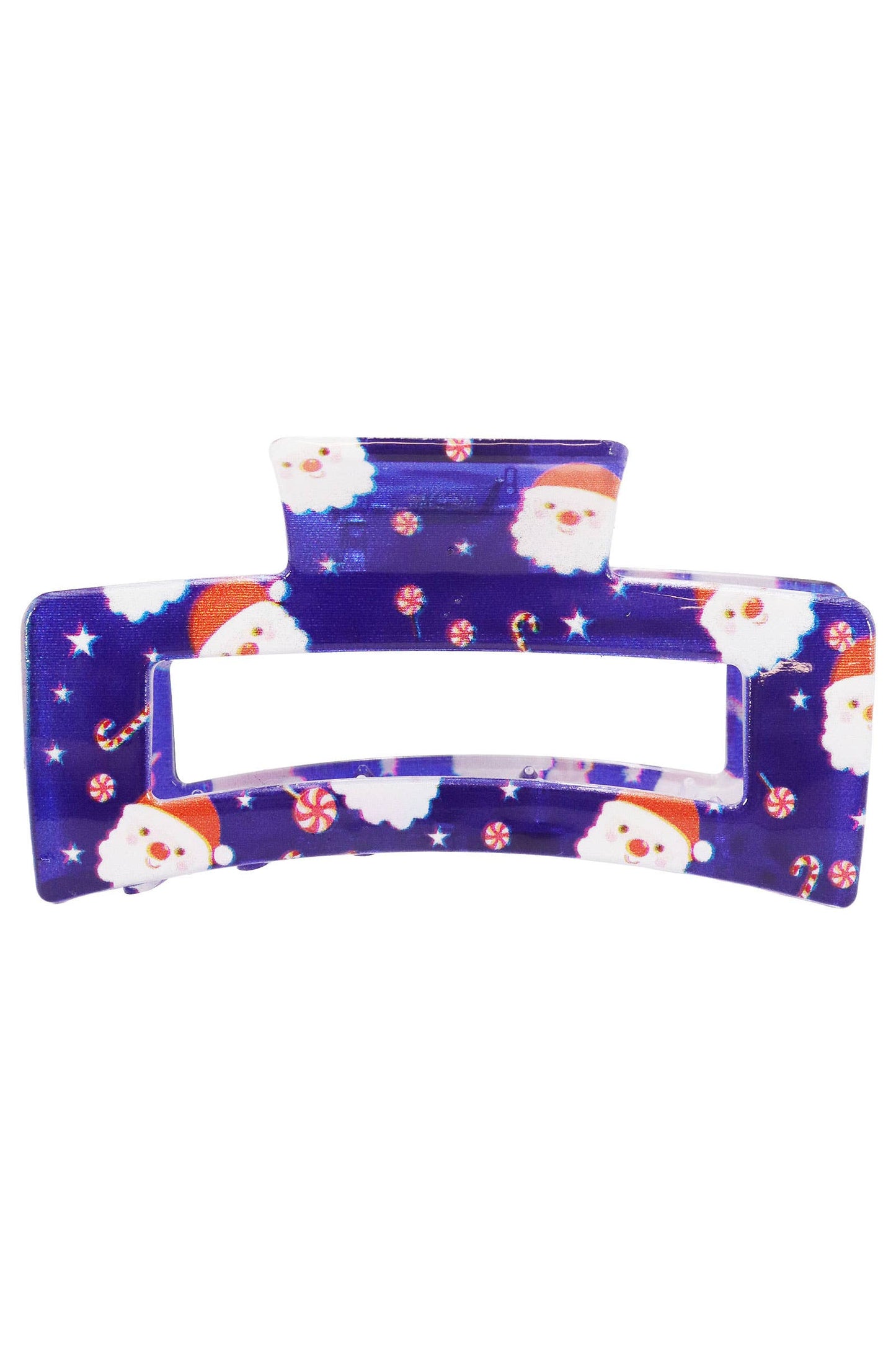 Christmas Santa Clear Block Hair Claw - 12 pcs