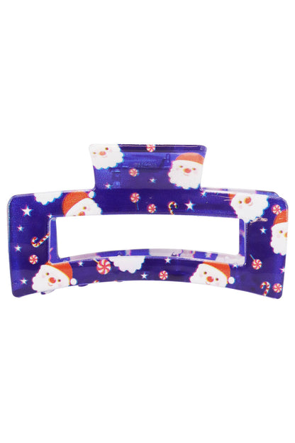Christmas Santa Clear Block Hair Claw - 12 pcs