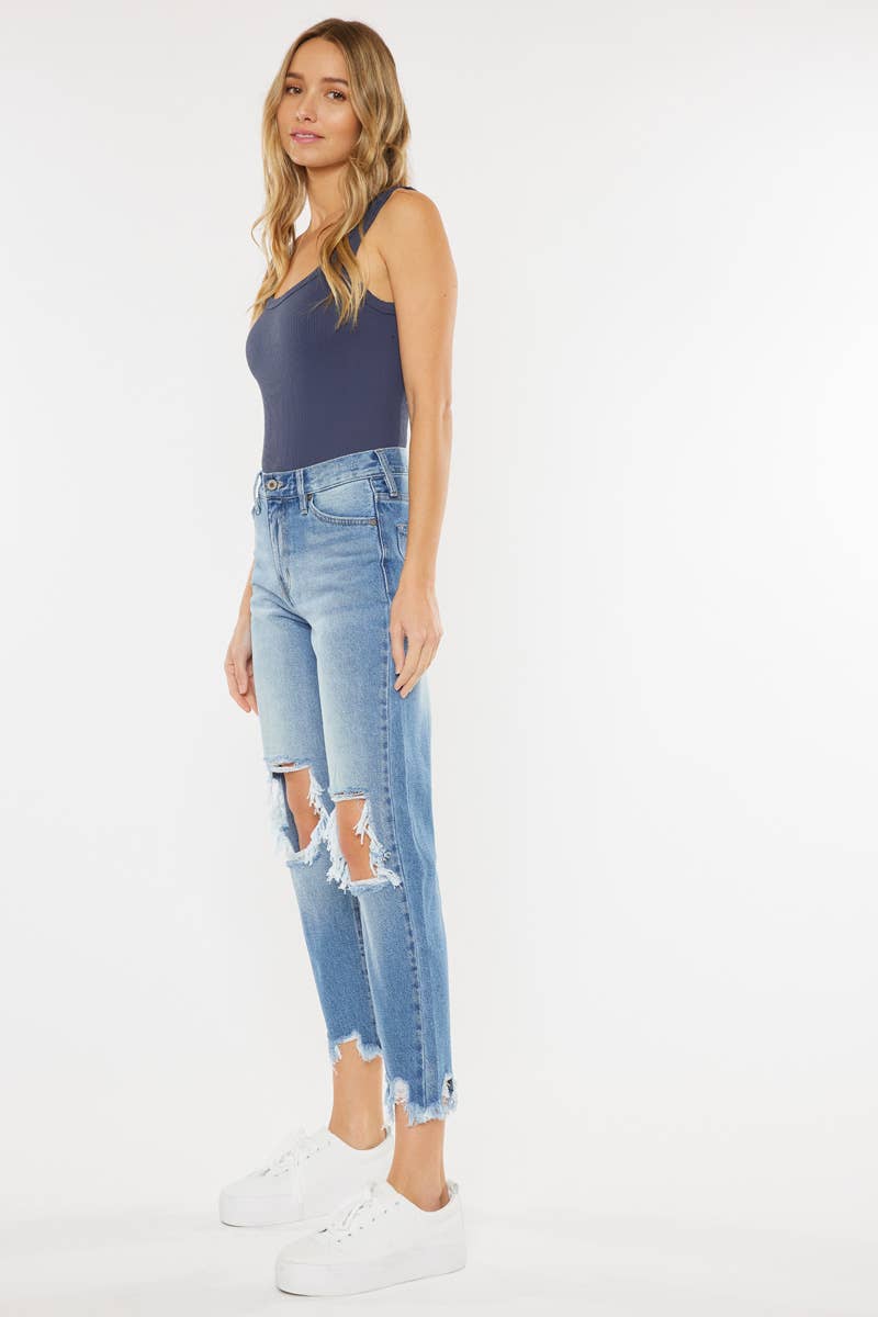 High Rise Mom Relax Fit Denim Jeans kancan