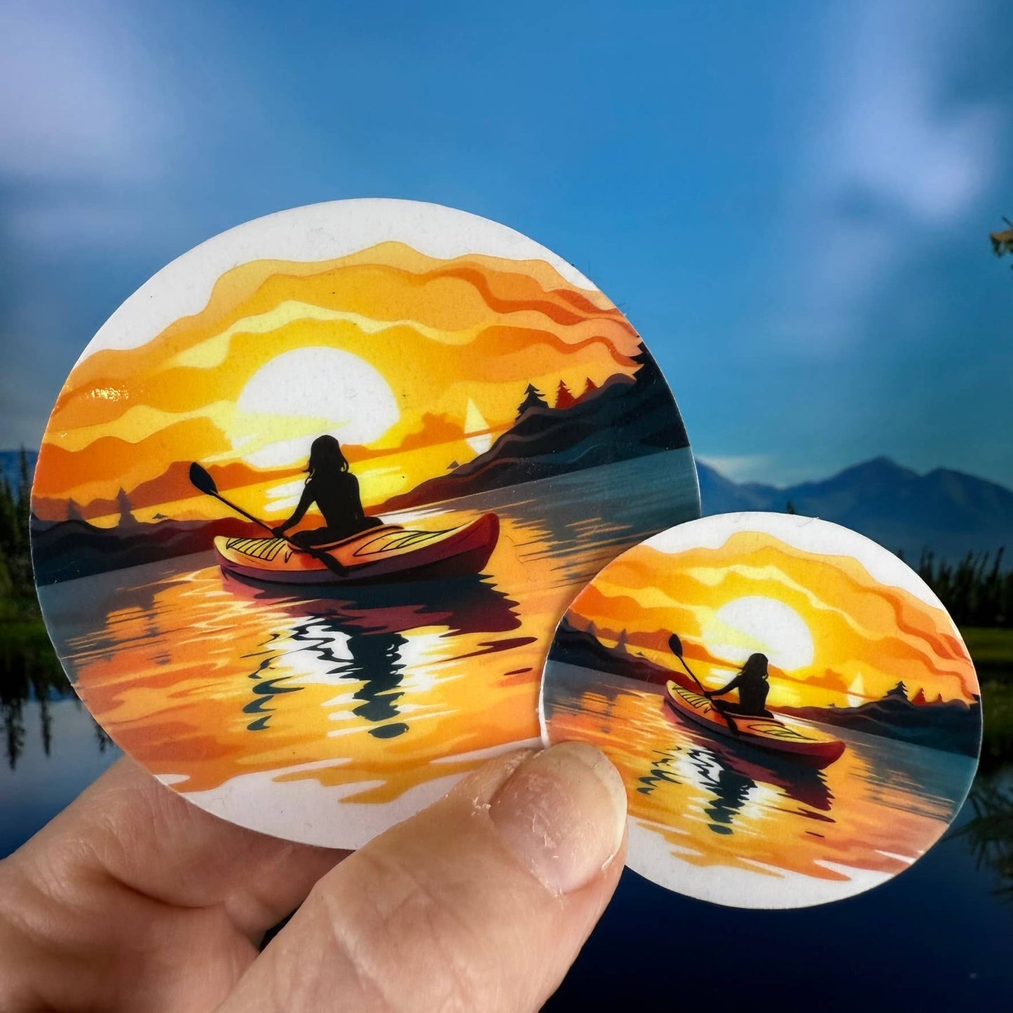 Sunset Kayaking Sticker - Transparent/Opaque Vinyl
