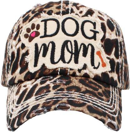 DOG MOM WASHED VINTAGE BALLCAP: BLK