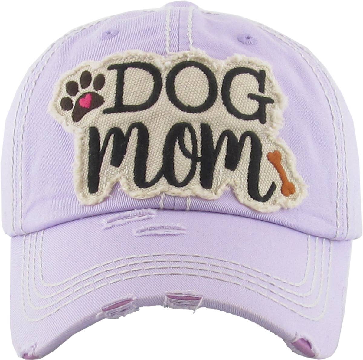 DOG MOM WASHED VINTAGE BALLCAP: BLK