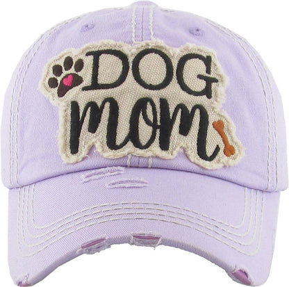 DOG MOM WASHED VINTAGE BALLCAP: BLK
