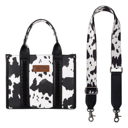 Wrangler Cow Print Tote/Crossbody: Black