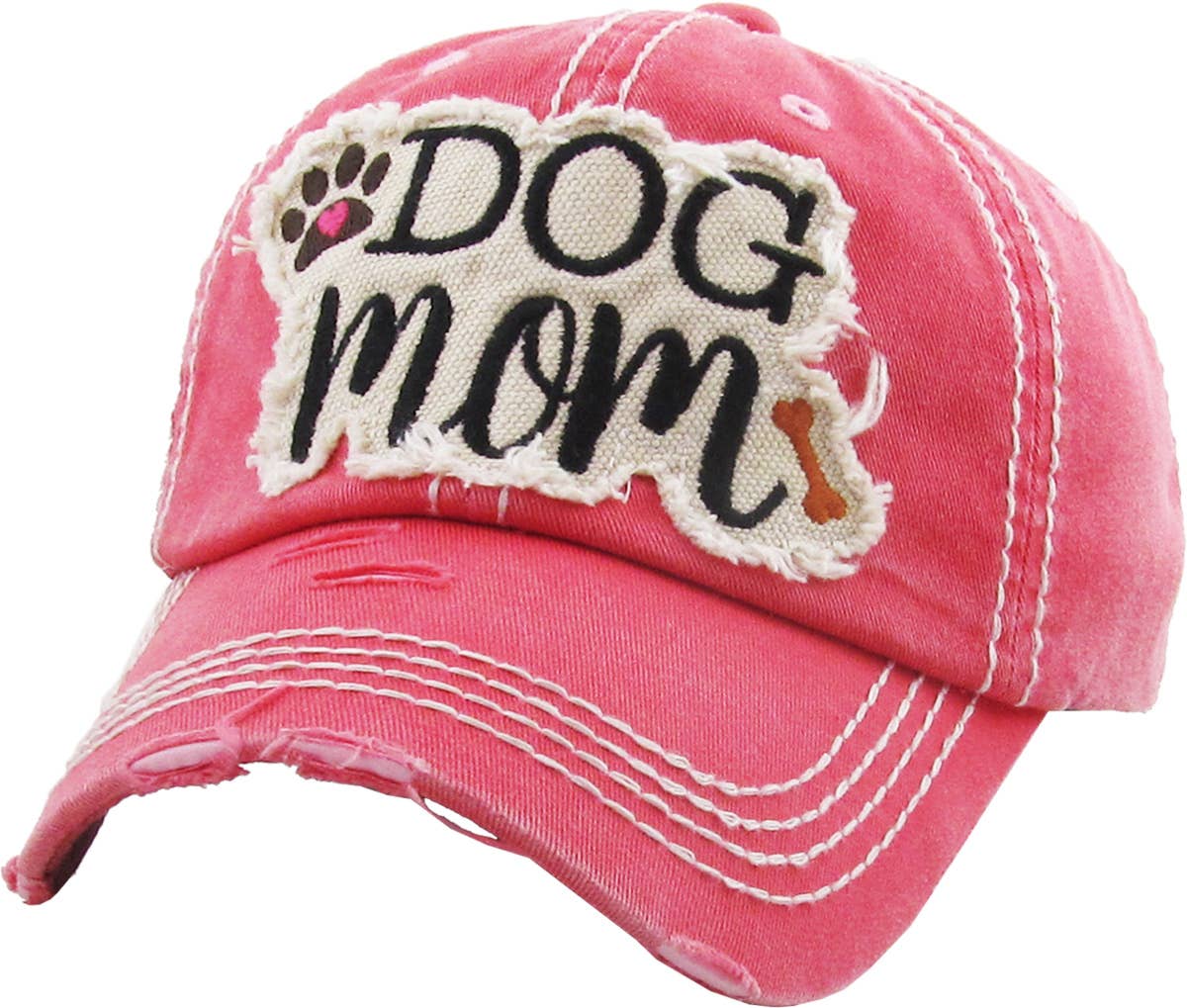 DOG MOM WASHED VINTAGE BALLCAP: WHT