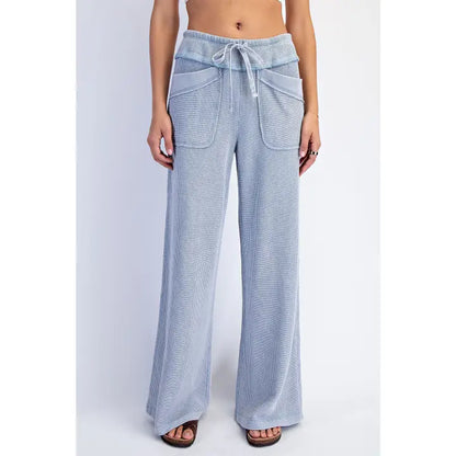 Rae Mode P6449 Mineral Washed Honeycomb Wide Leg Pants