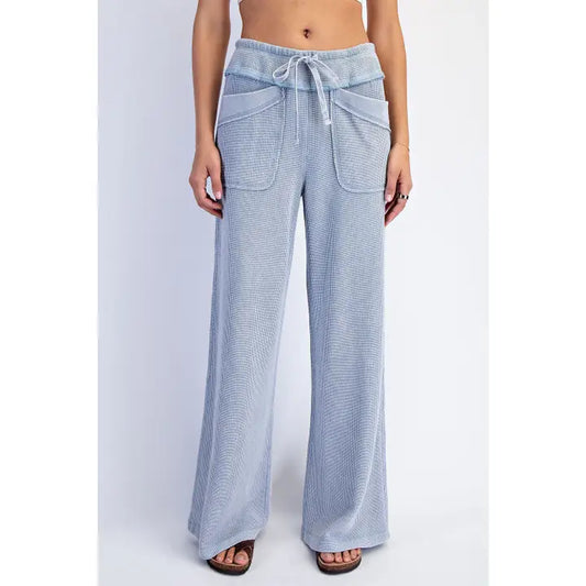Rae Mode P6449 Mineral Washed Honeycomb Wide Leg Pants