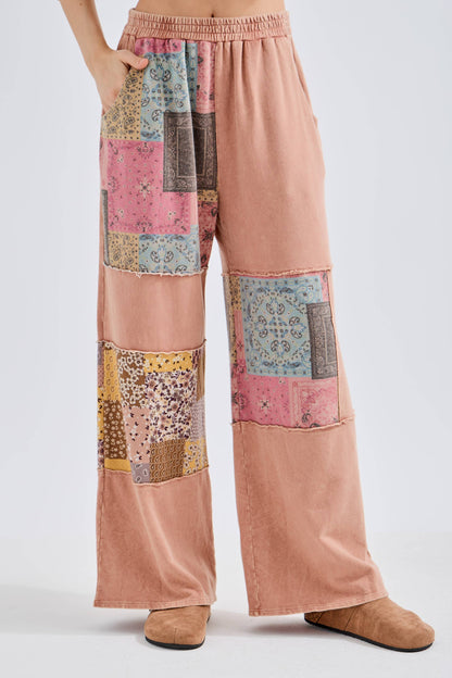 Mineral Washed Boho Block Patch pants HP6579