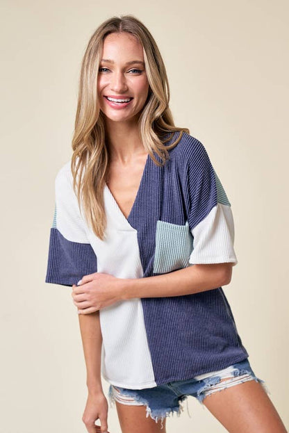LMT3996-Trust Me In Colorblock Top