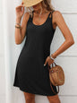 Solid Color Round Neck Halter Loose Sleeveless Dress Female