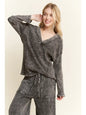 Mineral Wash Vneck Melangie knit sweater