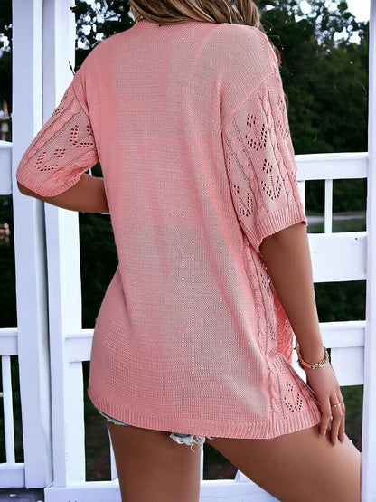 Short-Sleeved Knitted Cardigan
