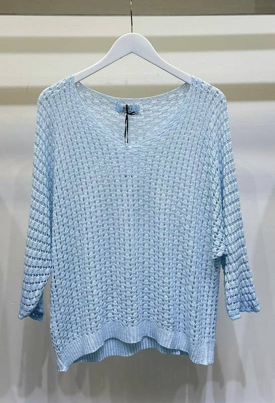 Ridge Rib Knit 3/4 Sleeve Top