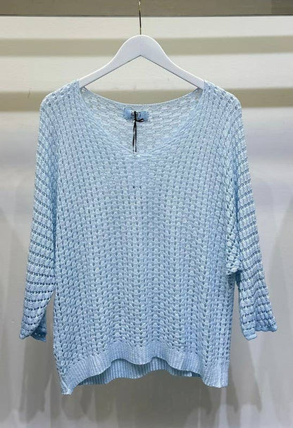 Ridge Rib Knit 3/4 Sleeve Top