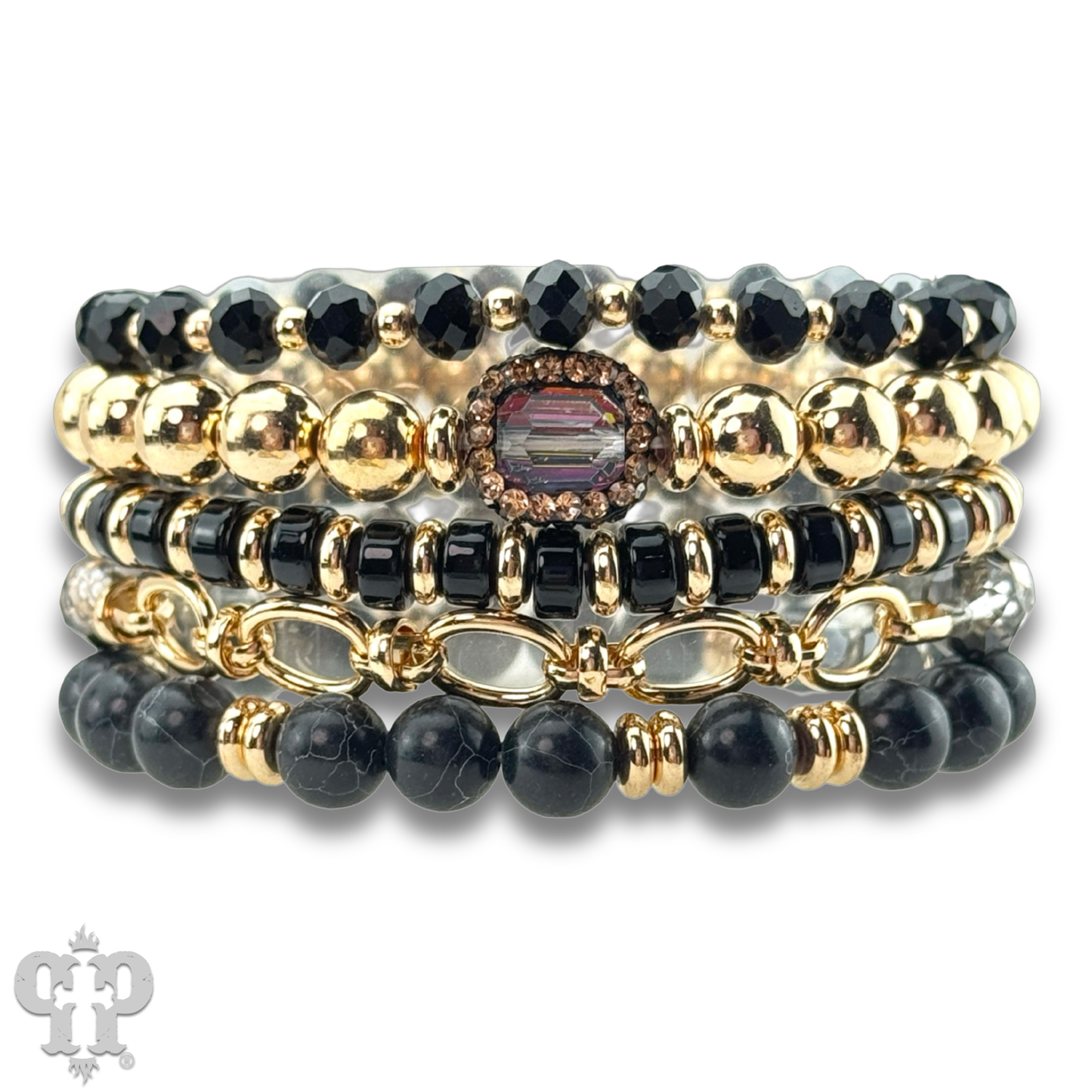 Mixed bead bracelet with chain feature