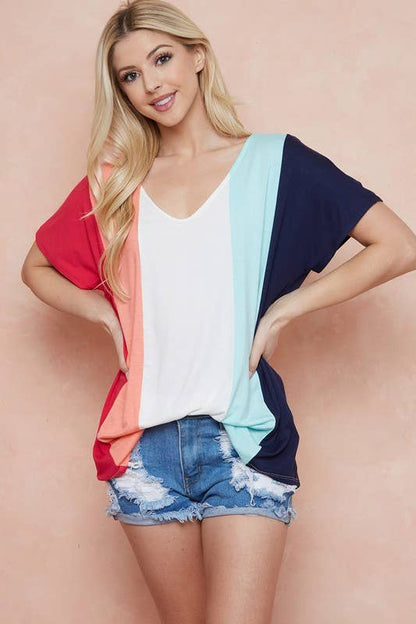 LMT2468-B-So into You color block top