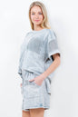 Mineral Wash Mesh Pocket Sleeve top HT5649