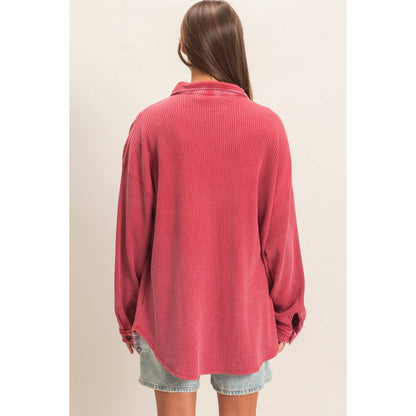 HYFVE Mineral Washed Waffle Knit Shacket DZ26E249
