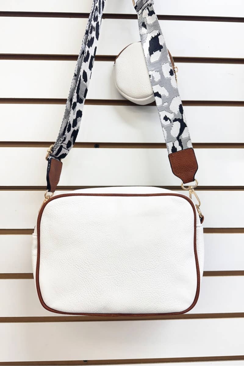 COW PRINT HANDBAG WIHT COIN PURSE