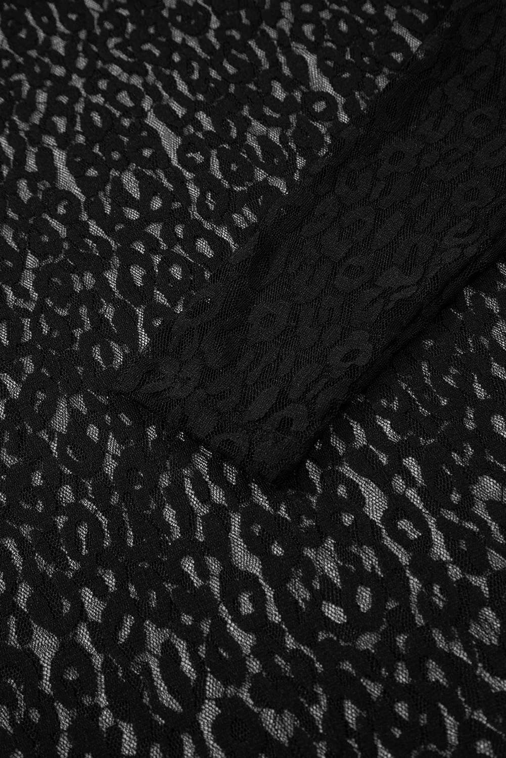 Leopard Pattern Sheer Mesh Long Sleeve Top