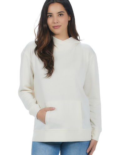 Ladies Crossover Hoodie - Garment Burnout Fleece