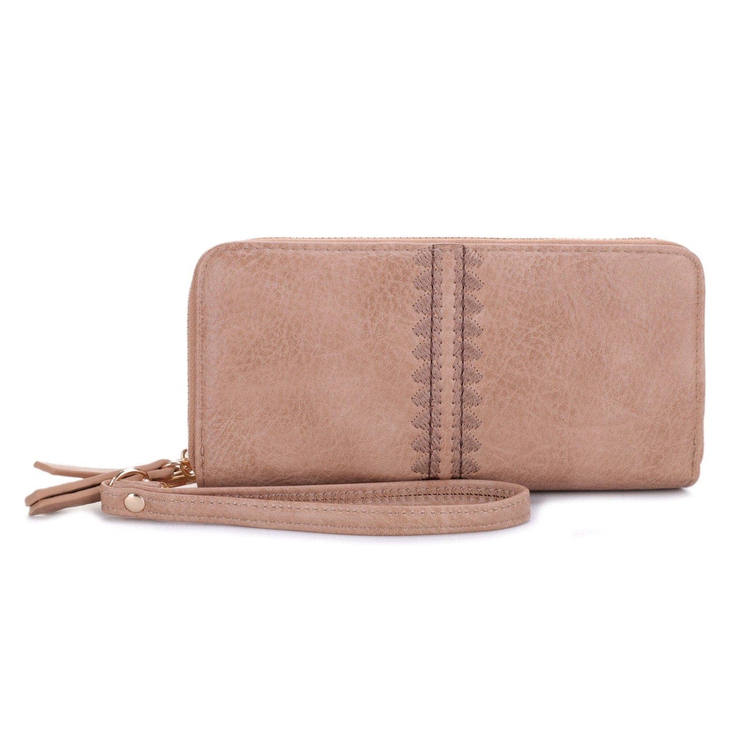 ES60164 Sherrie Double Zipper Wallet: Oatmeal