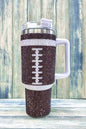 FOOTBALL Rhinestone Stainless Steel Tumbler Cup  40oz