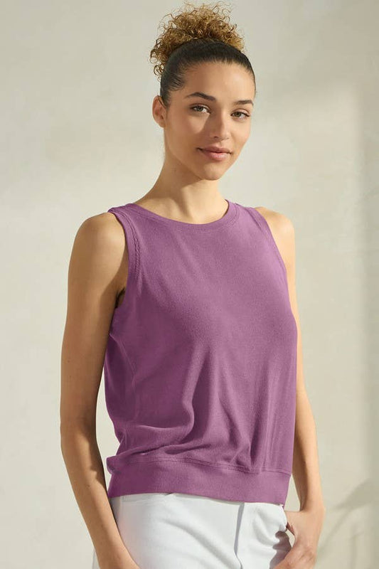 Women's Ribbed Viscose Crew Neck Loose Fit Tank