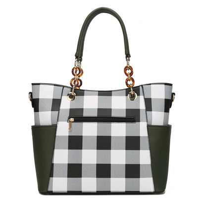 MKF Mariely Checker Tote Bag & Wallet Set Women Handbag