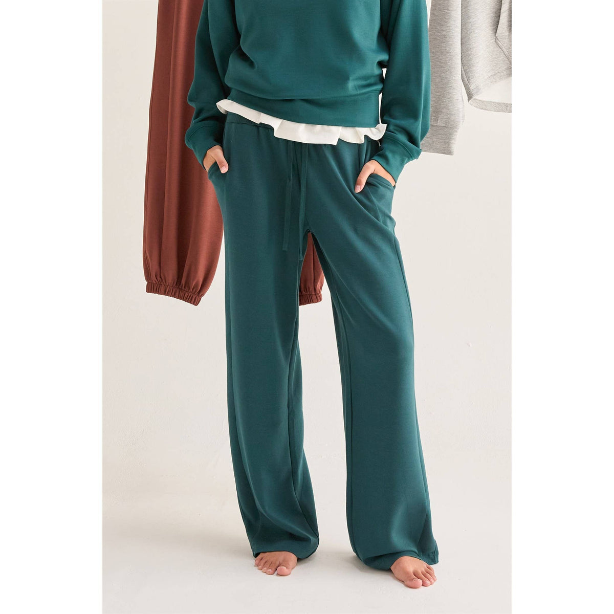Double Knit Wide-Leg Sweatpants